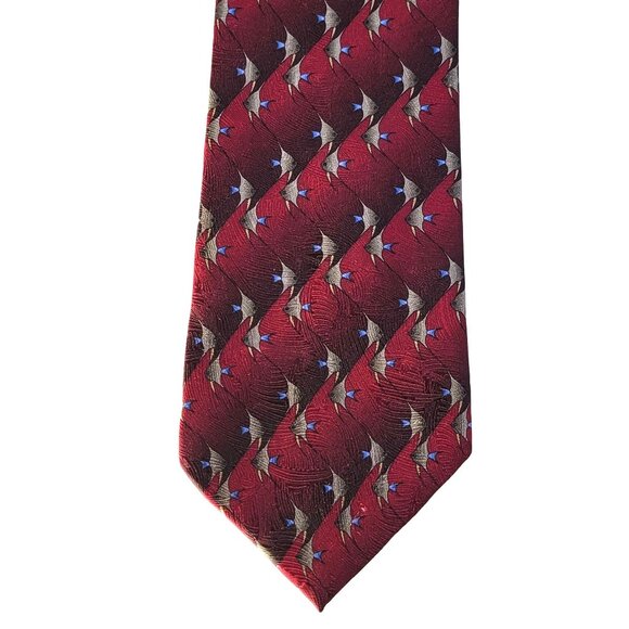 The Nature Conservancy Angelfish Mens Silk Dress Tie Red Fishing Beach 59X4 - Picture 2 of 8